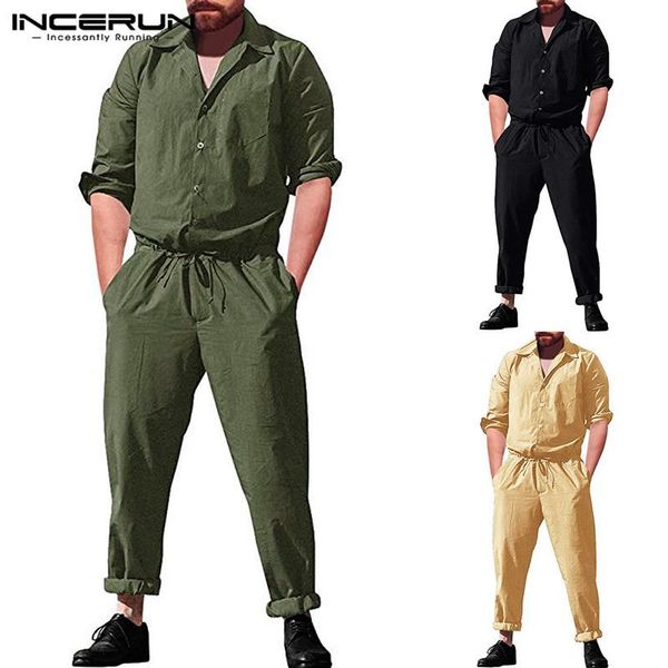 men's pants incerun fashion men rompers pockets long sleeve overalls baggy button casual playsuit joggers streetwear jumpsuit 2021, Black
men's pants incerun fashion men rompers pockets long sleeve overalls baggy button casual playsuit joggers streetwear jumpsuit 2021, Black