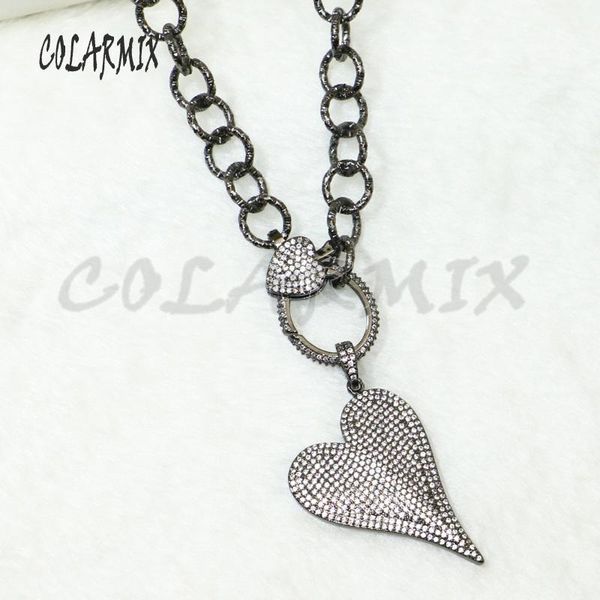 pendant necklaces 2pcs handmade zirconia heart necklace black link zircon clasp metal chain 50493, Silver
pendant necklaces 2pcs handmade zirconia heart necklace black link zircon clasp metal chain 50493, Silver