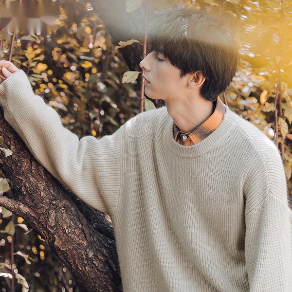 men's sweaters autumn winter solid color sweater loose round neck pullover jumper streetwear knitted top, White;black
men's sweaters autumn winter solid color sweater loose round neck pullover jumper streetwear knitted top, White;black