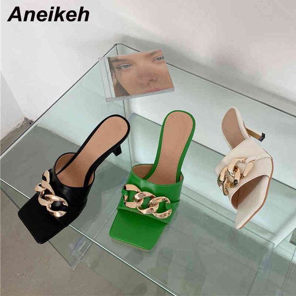 summer square head peep toe thin high heel women slippers outside fashion pu metal decoration ladies party shoe 210507, Black
summer square head peep toe thin high heel women slippers outside fashion pu metal decoration ladies party shoe 210507, Black
