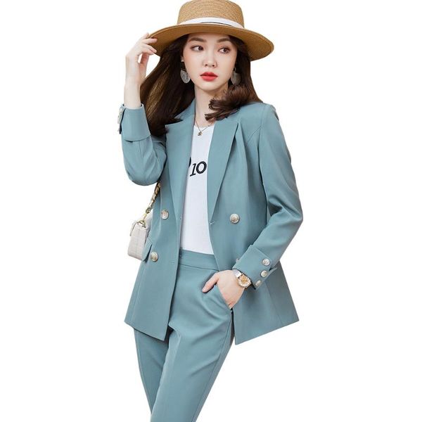 women's two piece pants korean design women fashion pant suit plus size 2 set casual blue black double breasted blazer coat and trouse, White
women's two piece pants korean design women fashion pant suit plus size 2 set casual blue black double breasted blazer coat and trouse, White