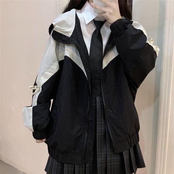 women's trench coats punk windbreaker korean style stitching vintage zipper long-sleeved jacket female harajuku jk sweet oversize outer, Tan;black
women's trench coats punk windbreaker korean style stitching vintage zipper long-sleeved jacket female harajuku jk sweet oversize outer, Tan;black