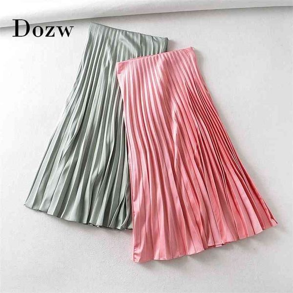 women chic satin pleated midi skirt solid color high elastic waist s female side zipper sweet faldas mujer moda 210515, Black
women chic satin pleated midi skirt solid color high elastic waist s female side zipper sweet faldas mujer moda 210515, Black
