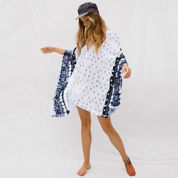 women's swimwear 2021 dot print bikini cover-ups casual v-neck 3/4 sleeve beach plus size women summer wear swim suit cover up a903, White;black
women's swimwear 2021 dot print bikini cover-ups casual v-neck 3/4 sleeve beach plus size women summer wear swim suit cover up a903, White;black