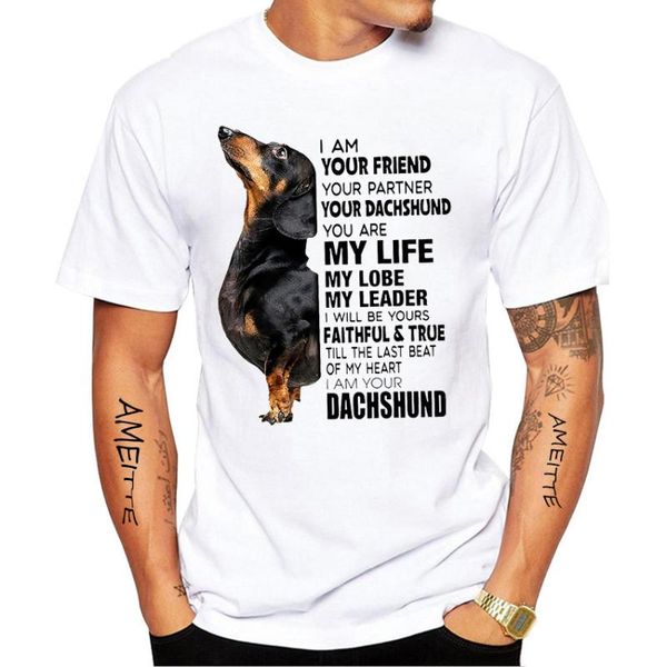 men's t-shirts i am your friend partner dachshund you are my life love leader t-shirt men short sleeve boy casual white tees, White;black
men's t-shirts i am your friend partner dachshund you are my life love leader t-shirt men short sleeve boy casual white tees, White;black