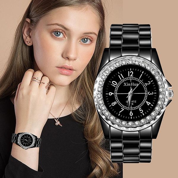 wristwatches xinhua women's watch black gemstone ladies clock fashion rhinestone full stainless steel watches relogios, Slivery;brown
wristwatches xinhua women's watch black gemstone ladies clock fashion rhinestone full stainless steel watches relogios, Slivery;brown
