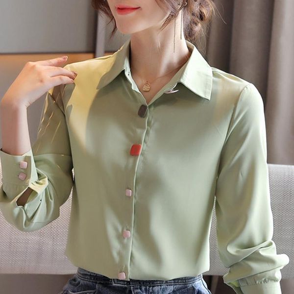 long sleeve women blouses shirts blusas mujer de moda 2021 blouse turn down collar office chiffon shirt d440 women's &, White
long sleeve women blouses shirts blusas mujer de moda 2021 blouse turn down collar office chiffon shirt d440 women's &, White
