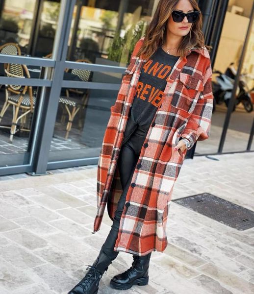 2021 Autumn Vintage Plaid Shirts Women Long Jackets Coats Buttons Pockets Female Jackets Streetwear Ladies Spring Coats Oversize, Black;brown
2021 Autumn Vintage Plaid Shirts Women Long Jackets Coats Buttons Pockets Female Jackets Streetwear Ladies Spring Coats Oversize, Black;brown