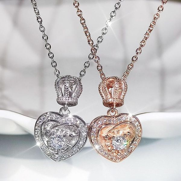 pendant necklaces luxury heart necklace for women with crown design delicate bridal wedding engagement party accessories trendy jewelry, Silver
pendant necklaces luxury heart necklace for women with crown design delicate bridal wedding engagement party accessories trendy jewelry, Silver