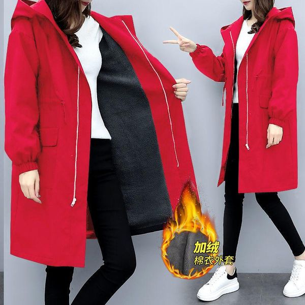 women's trench coats plush thicker windbreaker mid-length coat spring and autumn hooded cotton padded jacket korean loose parkas mujer, Tan;black
women's trench coats plush thicker windbreaker mid-length coat spring and autumn hooded cotton padded jacket korean loose parkas mujer, Tan;black