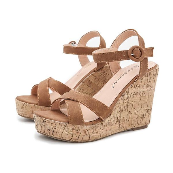wedge sandals platform wood grain cross narrow band open toe summer high heels bohemian women's shoes daily siez36-43, Black
wedge sandals platform wood grain cross narrow band open toe summer high heels bohemian women's shoes daily siez36-43, Black
