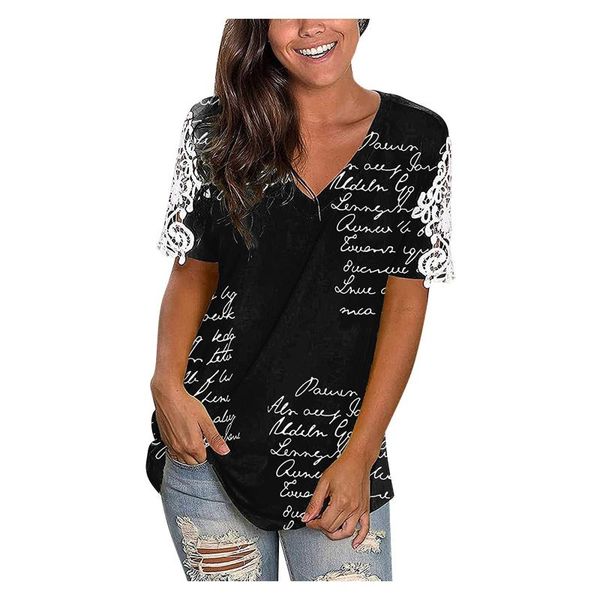 women's t-shirt summer t shirt ladies splicing v neck prints short-sleeve casual loose tee shirts y2k camisetas de mujer, White
women's t-shirt summer t shirt ladies splicing v neck prints short-sleeve casual loose tee shirts y2k camisetas de mujer, White