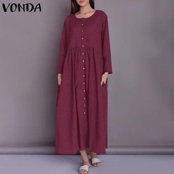 casual dresses vonda women dress 2021 solid sundress long sleeve button vintage maxi spring elegant loose, Black;gray
casual dresses vonda women dress 2021 solid sundress long sleeve button vintage maxi spring elegant loose, Black;gray
