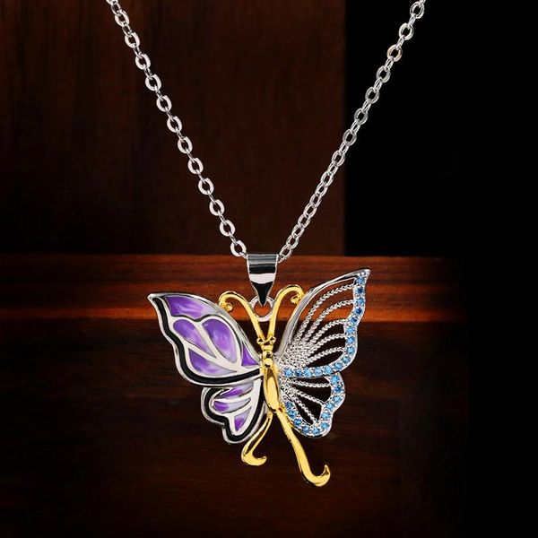 cute female butterfly enamel pendant necklace charm gold silver color chain necklaces for women blue crystal wedding 
cute female butterfly enamel pendant necklace charm gold silver color chain necklaces for women blue crystal wedding