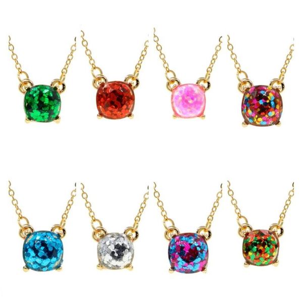 pendant necklaces rainbow square glitter sequin necklace fashion gold color luxury designer jewelry women wedding party gift, Silver
pendant necklaces rainbow square glitter sequin necklace fashion gold color luxury designer jewelry women wedding party gift, Silver