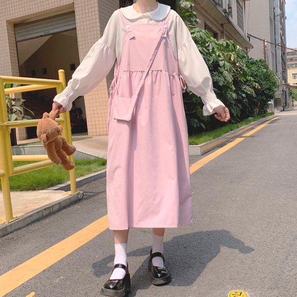 casual dresses cute girl japanese preppy spring summer loose sweet mid length strap dress female soft sister, Black;gray
casual dresses cute girl japanese preppy spring summer loose sweet mid length strap dress female soft sister, Black;gray