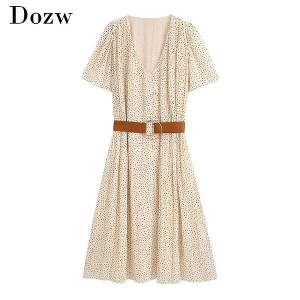 v neck printed elegant dress woman short sleeve casual pleated with belt apricot color female beach midi es 210515, Black;gray
v neck printed elegant dress woman short sleeve casual pleated with belt apricot color female beach midi es 210515, Black;gray