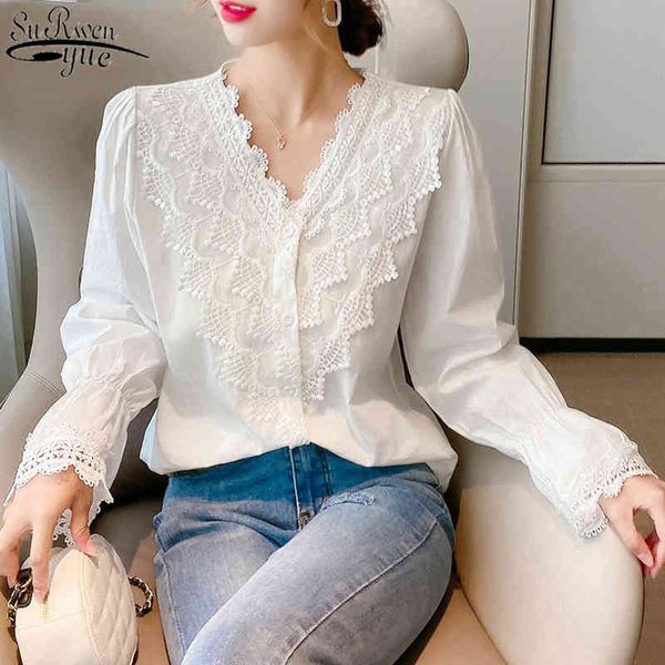 plus size long sleeve v-neck korean lace vintage blouses women autumn white shirt casual loose womans blusas 11127 210427
plus size long sleeve v-neck korean lace vintage blouses women autumn white shirt casual loose womans blusas 11127 210427