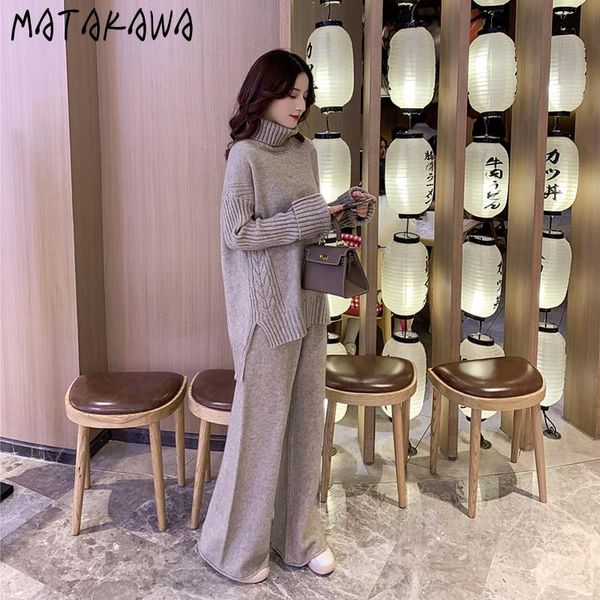 women's tracksuits matakawa two piece set women turtleneck long sleeve ladies sweater + high waist loose wide leg pants knitted trouser, Gray
women's tracksuits matakawa two piece set women turtleneck long sleeve ladies sweater + high waist loose wide leg pants knitted trouser, Gray