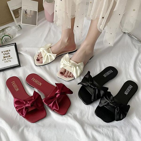 slippers big size 42 women bowtie flat indoor shoes female silk slides beach household slipper zapatos mujer summer 9183c, Black
slippers big size 42 women bowtie flat indoor shoes female silk slides beach household slipper zapatos mujer summer 9183c, Black