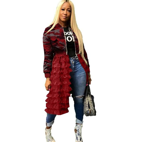 women's jackets plus size camouflage print jacket women autumn long sleeve mesh patchwork zip ruffled coat female casual outwear street, Black;brown
women's jackets plus size camouflage print jacket women autumn long sleeve mesh patchwork zip ruffled coat female casual outwear street, Black;brown