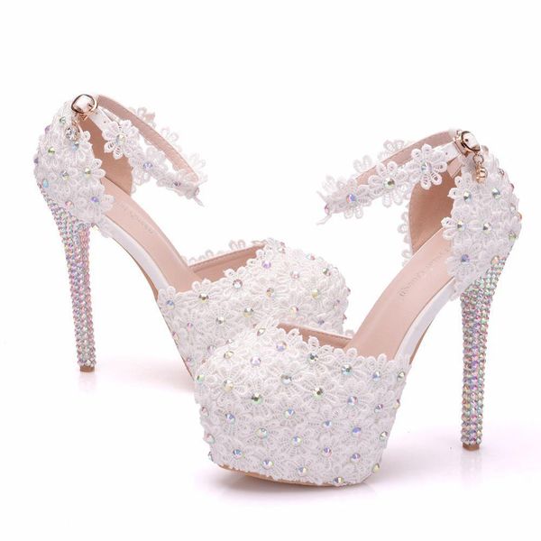 sandals 14cm super high block heels white lace pearls wedding shoes bride ankle strap woman sandals brides, Black
sandals 14cm super high block heels white lace pearls wedding shoes bride ankle strap woman sandals brides, Black