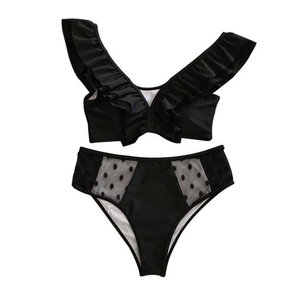 women's swimwear 2021 summer off shoulder ruffles bikini swimsuit women high waist dot solid push up, White;black
women's swimwear 2021 summer off shoulder ruffles bikini swimsuit women high waist dot solid push up, White;black