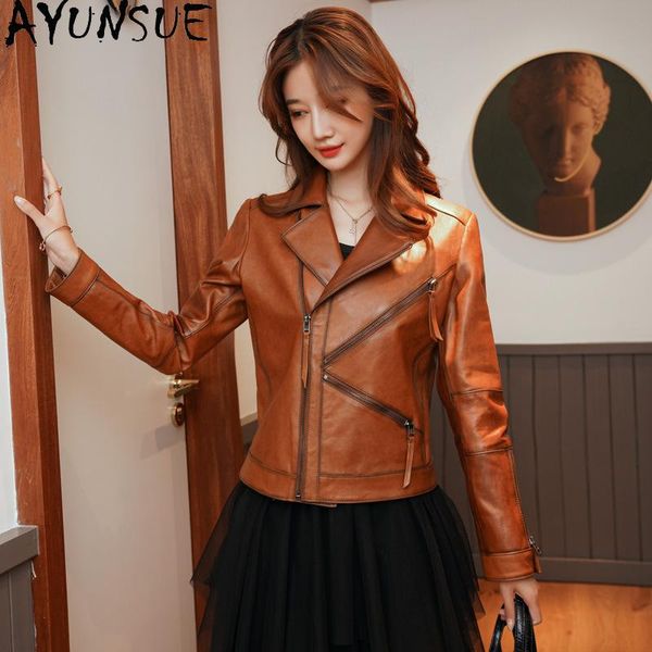 women's leather & faux ayunsue vintage genuine jacket women 100% sheepskin coat female motorcycle jackets korean clothes chaquetas para, Black
women's leather & faux ayunsue vintage genuine jacket women 100% sheepskin coat female motorcycle jackets korean clothes chaquetas para, Black