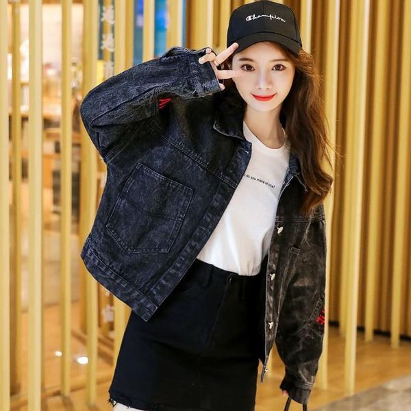 women's jackets denim jacket women loose retro hong kong style coat 2021 fashion large size alphabet jk158, Black;brown
women's jackets denim jacket women loose retro hong kong style coat 2021 fashion large size alphabet jk158, Black;brown