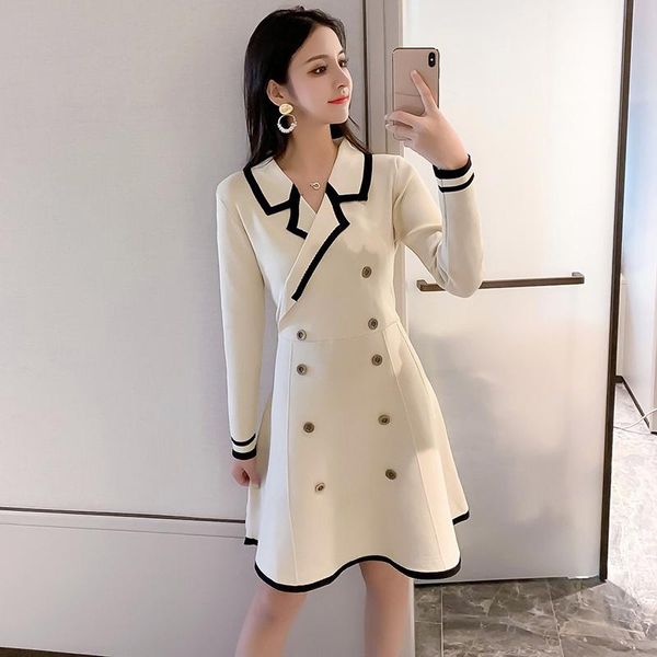 casual dresses korean autumn winter woman dress long sleeve notched collar button mini knit sweater women 2021 warm ladies, Black;gray
casual dresses korean autumn winter woman dress long sleeve notched collar button mini knit sweater women 2021 warm ladies, Black;gray