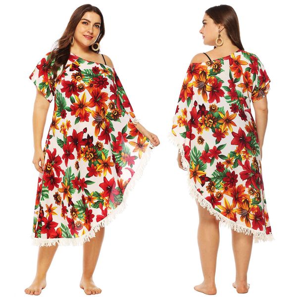 women's plus size irregular off shoulder one ne floral plant print long tassel beach bikini cover up 1971
women's plus size irregular off shoulder one ne floral plant print long tassel beach bikini cover up 1971