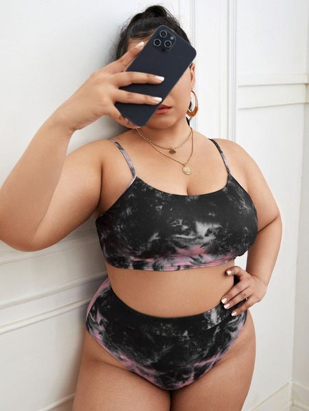 plus tie dye ribbed high waisted bikini swimsuit d0r1#, Black
plus tie dye ribbed high waisted bikini swimsuit d0r1#, Black