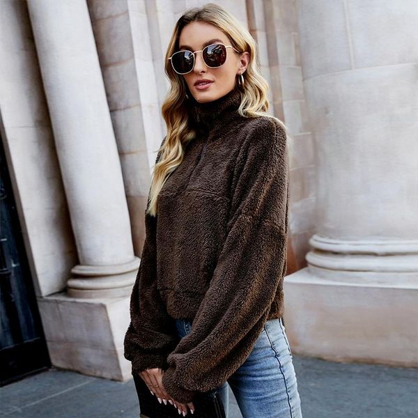 women's hoodies & sweatshirts autumn winter plush thick pullover women stand collar half-zipper furry casual commute coats chic warm, Black
women's hoodies & sweatshirts autumn winter plush thick pullover women stand collar half-zipper furry casual commute coats chic warm, Black