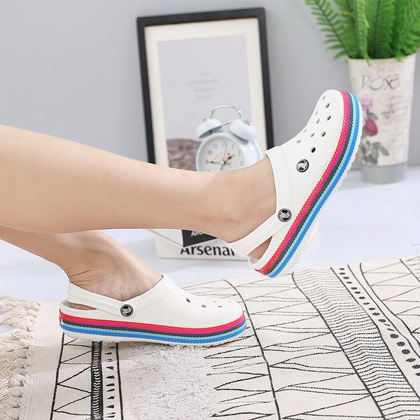 fashion beach slippers women croc clogs casual rainbow garden non-slip sandals slip on girl slides outdoor shoes, Black
fashion beach slippers women croc clogs casual rainbow garden non-slip sandals slip on girl slides outdoor shoes, Black