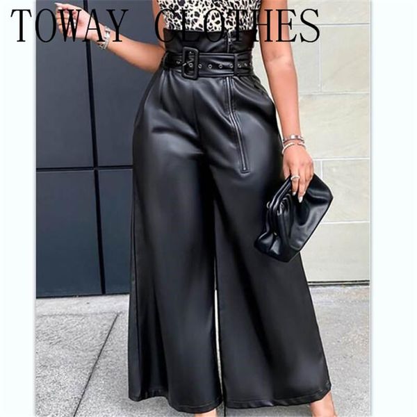 women's pants & capris women solid high waist wide leg pu leather zipper design classy trousers, Black;white
women's pants & capris women solid high waist wide leg pu leather zipper design classy trousers, Black;white