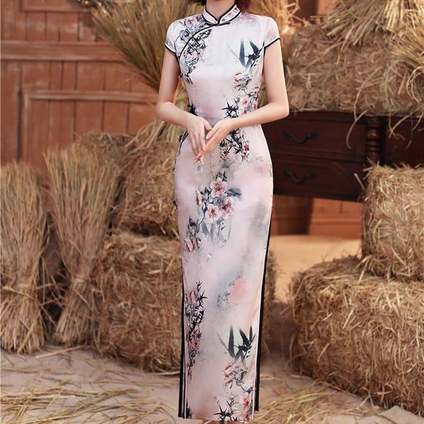 ethnic clothing summer traditional chinese short sleeve cheongsam mandarin collar slim long printed qipao split satin lady banquet dres, Red
ethnic clothing summer traditional chinese short sleeve cheongsam mandarin collar slim long printed qipao split satin lady banquet dres, Red