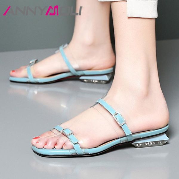 slippers annymoli transparent real leather low heels crystal thick heel slides buckle square toe sandals ladies shoes black 43
slippers annymoli transparent real leather low heels crystal thick heel slides buckle square toe sandals ladies shoes black 43