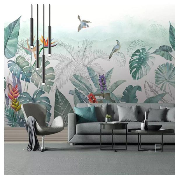 wallpapers drop custom po wallpaper 3d hand drawn tropical plants flowers and birds background wall decoration mural 
wallpapers drop custom po wallpaper 3d hand drawn tropical plants flowers and birds background wall decoration mural