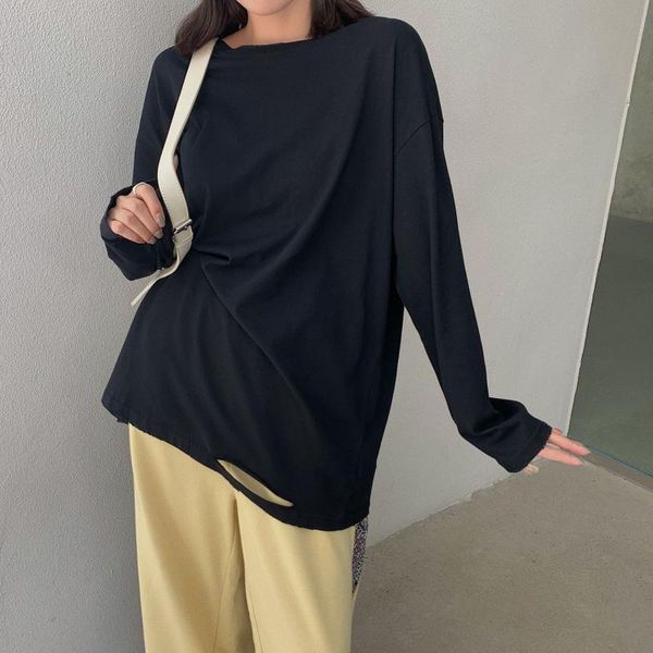 women's t-shirt long sleeve thin hole t shirt bf style plain loose cotton casual tee crewneck oversize tunic black, White
women's t-shirt long sleeve thin hole t shirt bf style plain loose cotton casual tee crewneck oversize tunic black, White