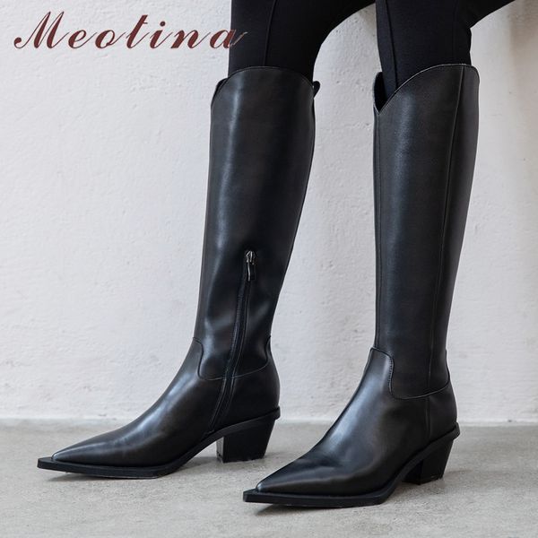 winter western boots women natural genuine leather thick high heel knee zipper pointed toe shoes lady fall 39 210517, Black
winter western boots women natural genuine leather thick high heel knee zipper pointed toe shoes lady fall 39 210517, Black