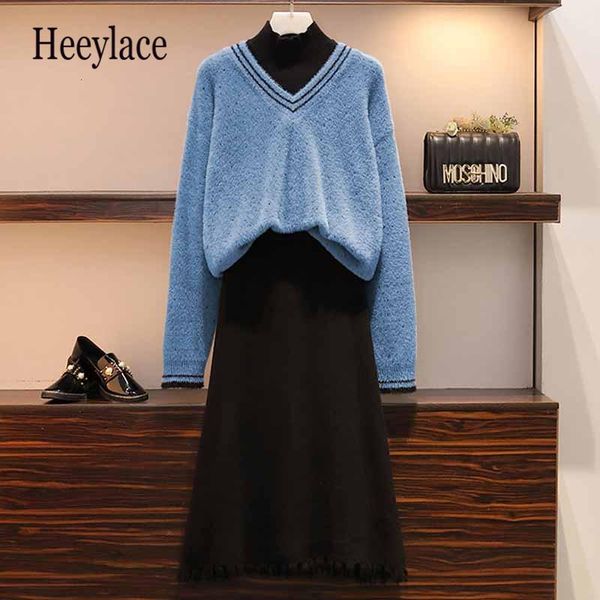 two piece dress large plus size knitted suit women sweater skirt suits pullover+kint set female autumn winter warm big 5xl, White
two piece dress large plus size knitted suit women sweater skirt suits pullover+kint set female autumn winter warm big 5xl, White