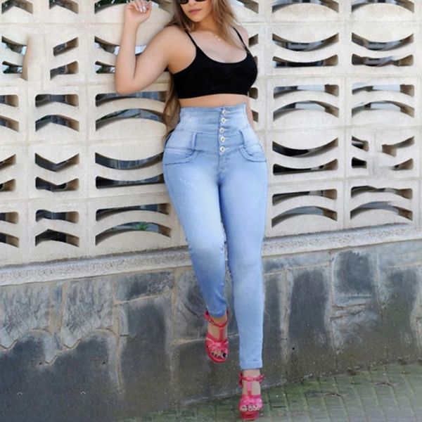 women's jeans nice listing autumn elastic high waist casual straight row buckle solid color pencil pants, Blue
women's jeans nice listing autumn elastic high waist casual straight row buckle solid color pencil pants, Blue