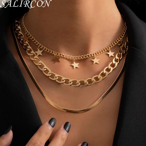 pendant necklaces goth gold color flat blade snake chain choker necklace for women fashion punk geometric star collier jewelry gift, Silver
pendant necklaces goth gold color flat blade snake chain choker necklace for women fashion punk geometric star collier jewelry gift, Silver