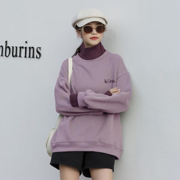 women's hoodies & sweatshirts women high collar fleece loose knitting wool turtleneck pullover sweet girl's autumn winter hoody ca, Black
women's hoodies & sweatshirts women high collar fleece loose knitting wool turtleneck pullover sweet girl's autumn winter hoody ca, Black