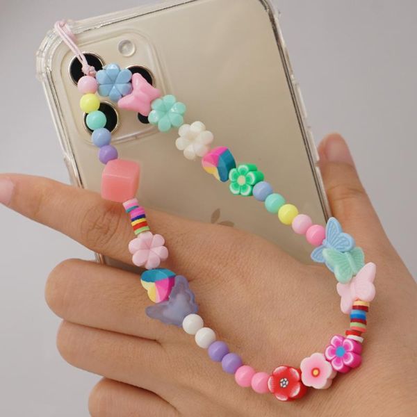 link, chain fine lady round beads mobile phone lanyard soft ceramic clay polymer plastic women flower butterfly, Black
link, chain fine lady round beads mobile phone lanyard soft ceramic clay polymer plastic women flower butterfly, Black