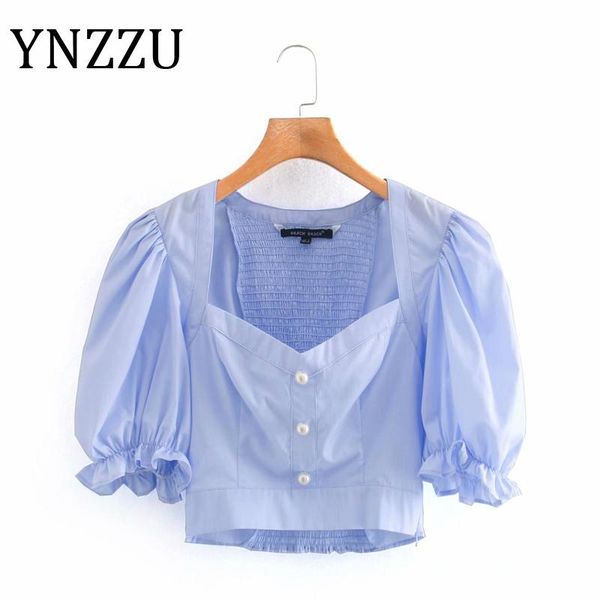 women's blouses & shirts ynzzu 2021 summer sweet blue women korean pearls puff sleeve chic kawaii blusas mujer at628, White
women's blouses & shirts ynzzu 2021 summer sweet blue women korean pearls puff sleeve chic kawaii blusas mujer at628, White