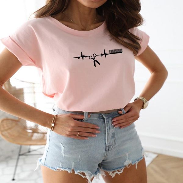 women's t-shirt hairdressing hearbeat barber print cotton casual tshirt women funny t shirt for lady summer streetwear regular o-neck t, White
women's t-shirt hairdressing hearbeat barber print cotton casual tshirt women funny t shirt for lady summer streetwear regular o-neck t, White