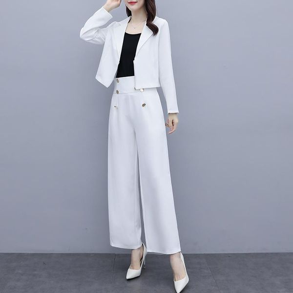 women's two piece pants 2021 spring summer wide-legged suit women two-piece set clothing lady office uniform white black leisure design
women's two piece pants 2021 spring summer wide-legged suit women two-piece set clothing lady office uniform white black leisure design
