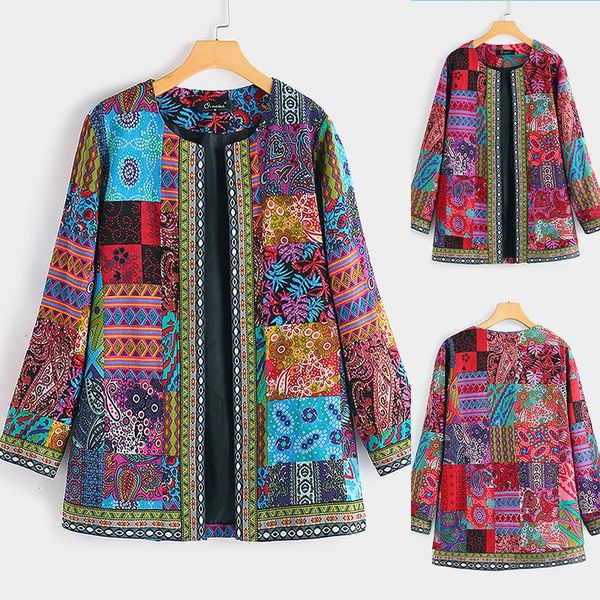 plus size 2021 autumn women long sleeve o-neck cotton linen colorful print vintae cardigans casual loose jacket coat women's jackets, Black;brown
plus size 2021 autumn women long sleeve o-neck cotton linen colorful print vintae cardigans casual loose jacket coat women's jackets, Black;brown