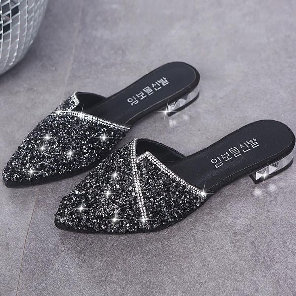 slippers fashion crystal bling mules women shoes female square low heels elegant woman slipper casual, Black
slippers fashion crystal bling mules women shoes female square low heels elegant woman slipper casual, Black